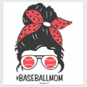Pegatina Bun Messy Mamá del Béisbol