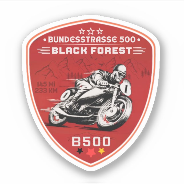 Pegatina bundesstrasse 500,  bosque negro alemán b500 (Anverso)