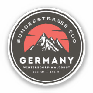 Pegatina Bundesstraße 500, carretera alemana del Bosque Neg