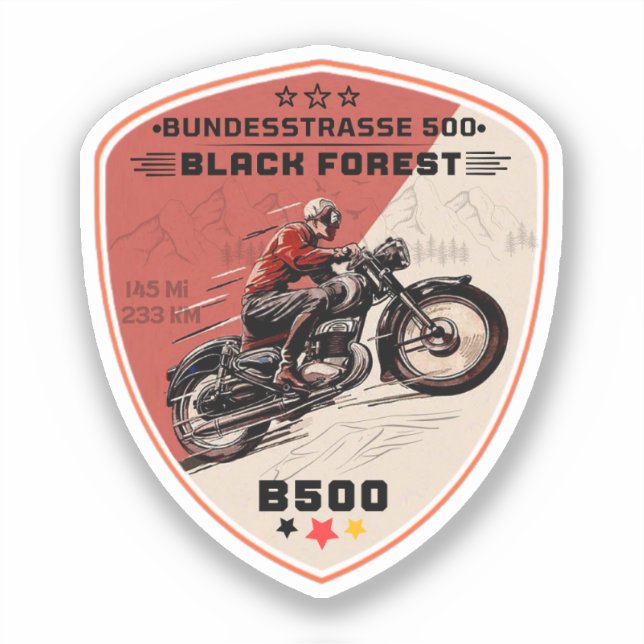 Pegatina bundesstrasse 500, ruta germana de los bosques neg (Anverso)
