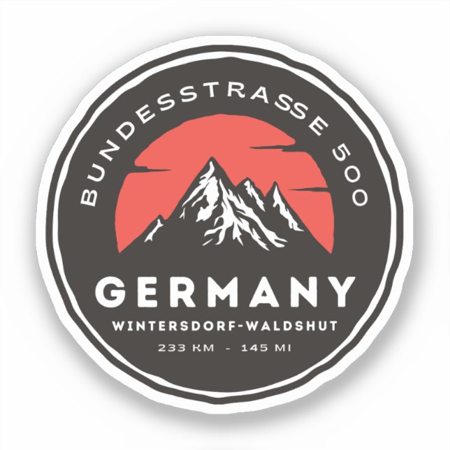 Pegatina bundesstrasse 500, ruta germana de los bosques neg (Anverso)