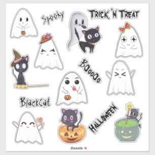 Pegatina Bundle Spooky Ghost Black Cat Halloween