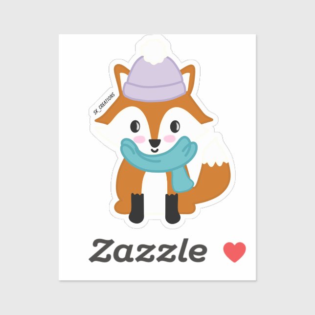 Pegatina Bundled Up Fox (Hoja)