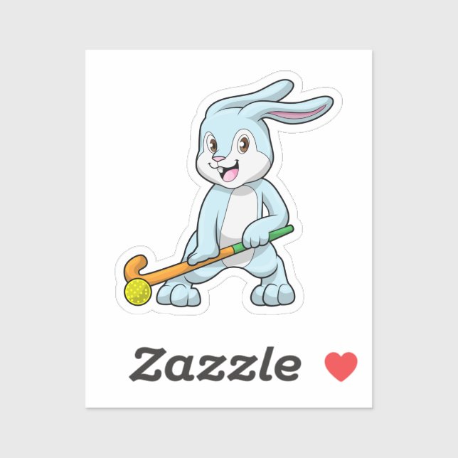 Pegatina Bungalow en el campo de hockey con bastón de hocke (Hoja)