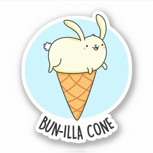 Pegatina Bunnilla Cone Funny Bunny Vanilla Ice Cream Pun (Anverso)
