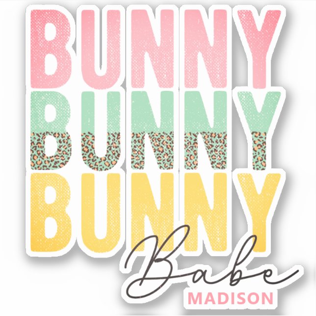 Pegatina Bunny Babe Cute Moderna Girly Easter Personalizada (Anverso)