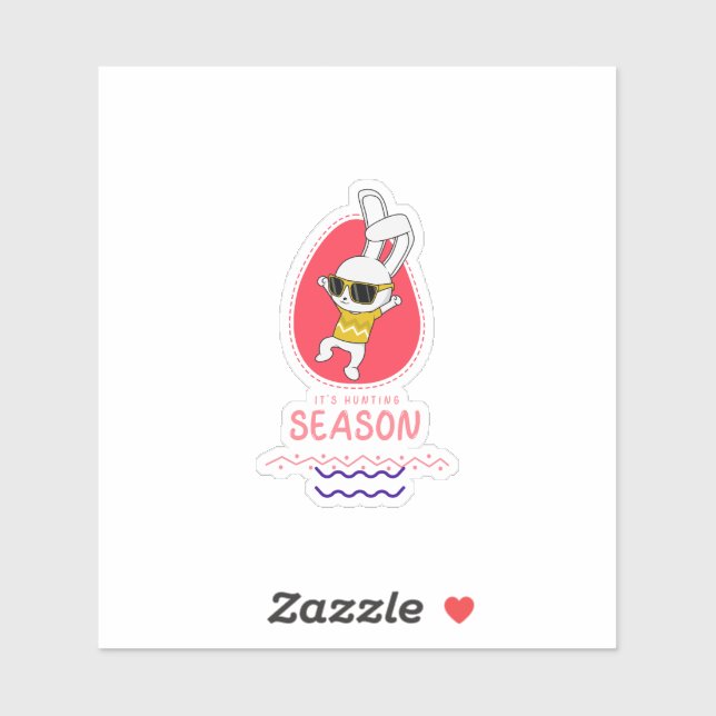 Pegatina Bunny Cartoon Cute Animal Hunting Rabbit (Hoja)