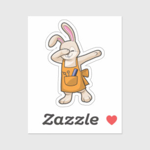 Pegatina Bunny como peluquero con comb y tijera
