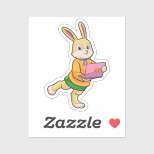 Pegatina Bunny como secretario con laptop