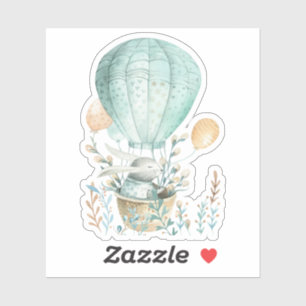 Pegatina Bunny en Pascua en globo aerostático