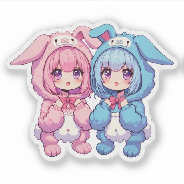 Pegatina Bunny Twins (Anverso)