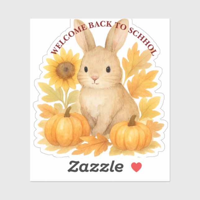 Pegatina Bunny Welcome to Back To School (Hoja)
