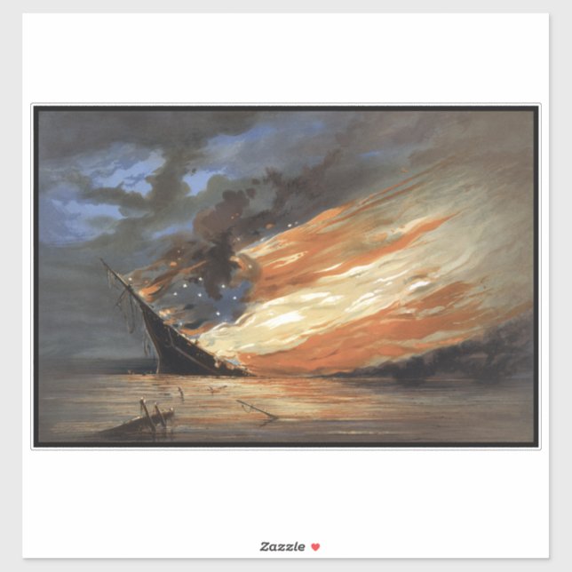 Pegatina Buque insignia de la Guerra Civil Rebelde en llama (Hoja)