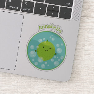 Pegatina Burbujas de cal verde suave ilustracion personaliz