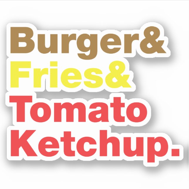 Pegatina Burger & Fries & Tomate Ketchup. (Anverso)