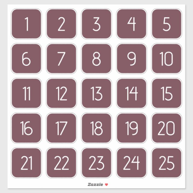 Pegatina Burgundy Customizable Square Number Stickers  (Hoja)