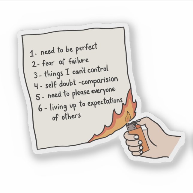 Pegatina Burn List Therapeutic Ritual Mental Health (Anverso)