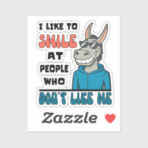 Pegatina Burro De Caballo Gracioso Sonríe A Gente Sarcástic