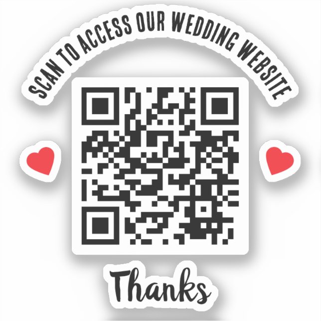 Pegatina Buscar Para Acceder Al Código QR Del Boda Web Red  (Anverso)