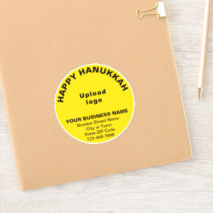 Pegatina Business Hanukkah Saludo al Vinyl redondo amarillo