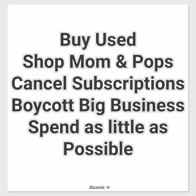 Pegatina Buy Used Cancel Subscriptions Hankamer Artjunkhaus (Hoja)