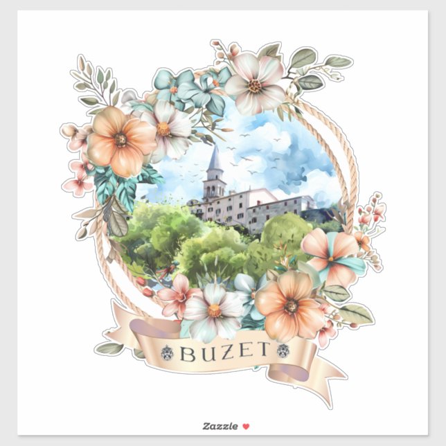 Pegatina Buzet Croatia (Hoja)