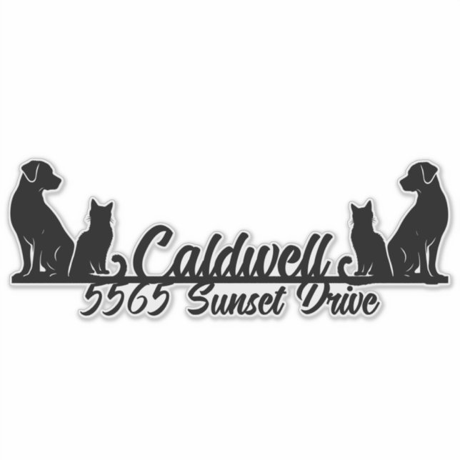 Pegatina Buzón de correo personalizado de gato y perro (Anverso)