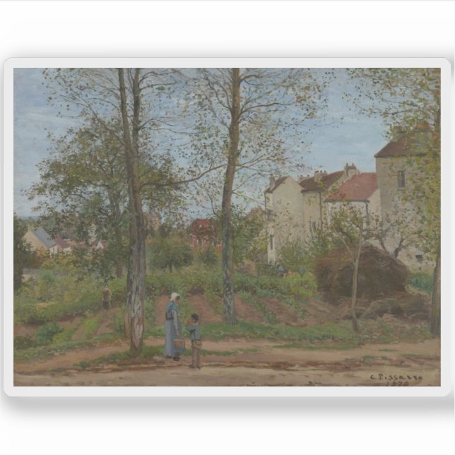 Pegatina C. Pissarro - Paisaje en Louveciennes (otoño) (Anverso)