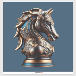 Pegatina Caballero azul y oro