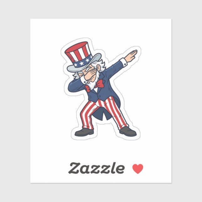 Pegatina Caballero Patriótico Dabbing Diseño Vectorial Vint (Hoja)