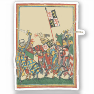 Pegatina Caballeros cargando, Manesse del Codex del Siglo X