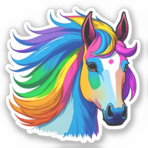 Pegatina Caballo arco iris