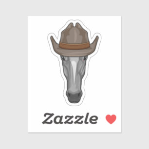 Pegatina Caballo como vaquero con Gorra