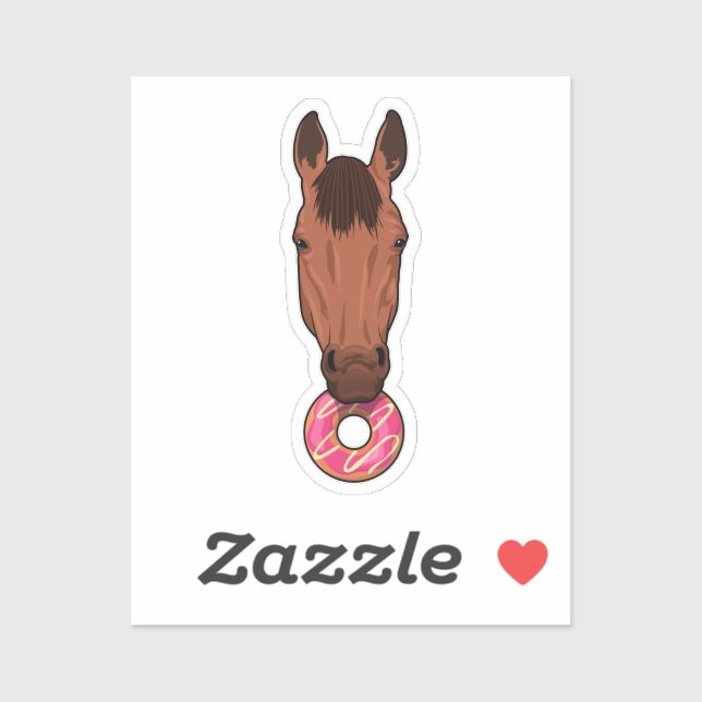 Pegatina Caballo con donut (Hoja)