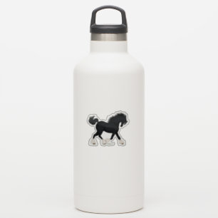 Pegatina Caballo De Arrastrar Shire Trota Negro Con Lucero