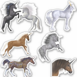 Pegatina Caballo de Bonito de unicornio mágico realista
