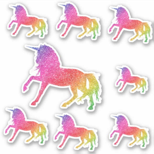 Pegatina Caballo de Bonito Unicorn Purpurina arcoiris (Anverso)