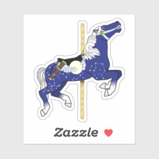 Pegatina Caballo de carrusel con diseño de cielo nocturno