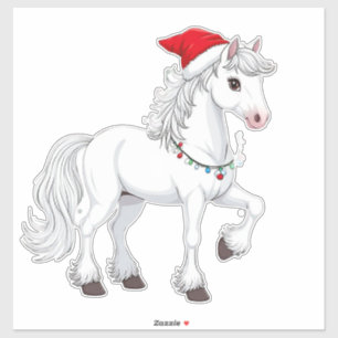 Pegatina Caballo de dibujos animados de Navidad
