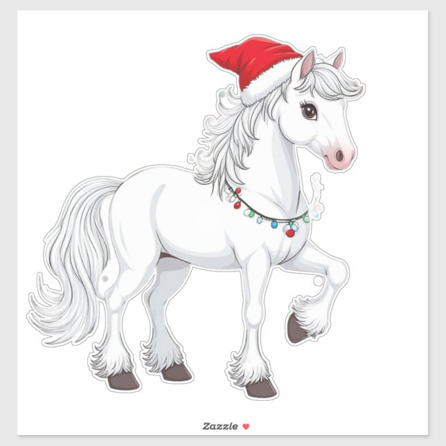 Pegatina Caballo de dibujos animados de Navidad (Hoja)