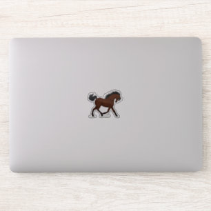 Pegatina Caballo de Trotting Bay con el negro jinete ecuest