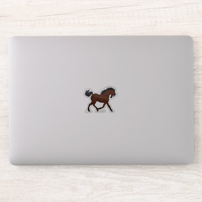 Pegatina Caballo de Trotting Bay con el negro jinete ecuest (Ordenador)