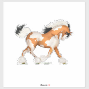 Pegatina Caballo Gitano Golden Pinto Overo Ecuestre