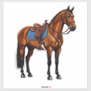 Pegatina Caballo Marrón Con Silla