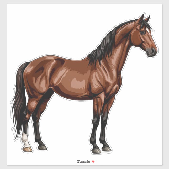Pegatina Caballo marrón elegante (Hoja)