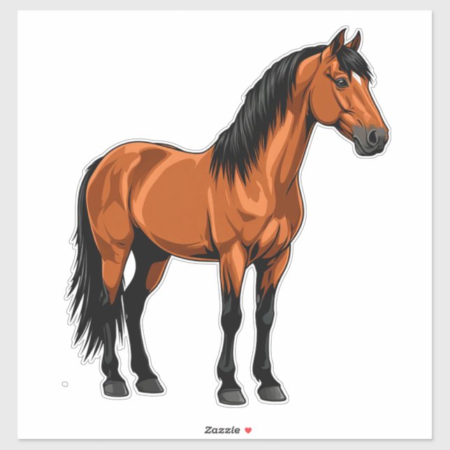 Pegatina Caballo Marrón Elegante (Hoja)