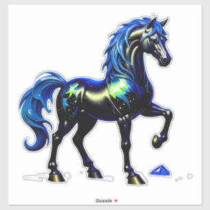 Pegatina Caballo Místico Con Crin Estelar