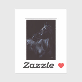 Pegatina Caballo negro elegante pintado a mano