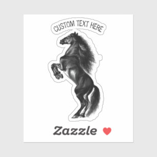 Pegatina Caballo salvaje negro vertical - Dibujo negro y bl