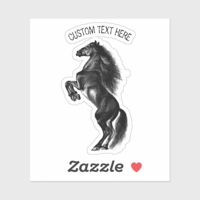 Pegatina Caballo salvaje negro vertical - Dibujo negro y bl (Hoja)